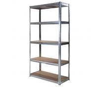 Scaffale in Metallo 5 Ripiani Componibile Zincato Nero Bianco 90x40x180 875 kg