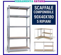 scaffale in metallo 5 ripiani metallico componibile mdf scaffalatura per garage