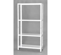 SCAFFALE IN METALLO BIANCO AD INCASTRO CON 4 RIPIANI, 75X30X145 CM -GRIMA