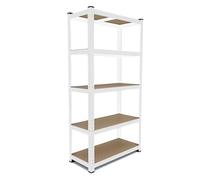 SCAFFALE IN METALLO COLORE BIANCO CON 5 RIPIANI IN MDF 180X40X90 PER UFFICIO/GARAGE MARCA CILVANI