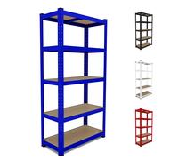 Scaffale In Metallo E MDF Scaffale Ad Alta Portata Fino a 875 kg Con 5 Ripiani Regolabili Ideale Per Garage Officina Cantina Capannone Magazzino Design Modulare 180 x 90 x 40 cm (Blu)