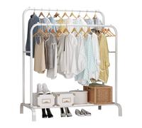 Scaffale in metallo MiKoMiKa per abiti resistenti, appendiabiti portatile in metallo con doppia guida e ripiano a 2 strati, appendiabiti autoportante per camera da letto, può contenere 40 kg...