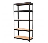 SCAFFALE IN METALLO NERO CON 5 RIPIANI IN MDF PER LO STOCCAGGIO