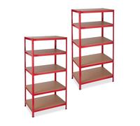 Scaffale in metallo rosso Mensola robusta Mobile da garage 5 ripiani 28 kg