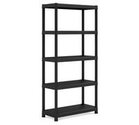 Scaffale in plastica Double 5 ripiani 40x90x182 cm 55 kg/ripiano Nero