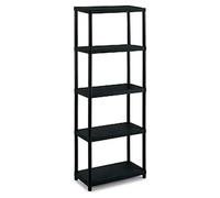 SCAFFALE IN PLASTICA RESINA 5 RIPIANI MODULARE 80x40xH 176 cm RESISTENTE NERO