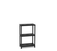Scaffale in Resina a 3 Ripiani Montaggio ad Incastro Nero 60 x 30 x 95 cm