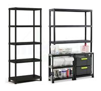 Scaffale in resina colore nero Modulare 4 e 5 Ripiani Montaggio semplice veloce