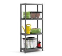 Scaffale in Resina con 4 Ripiani Shelf Plus Nero 60 x 30 x 135 cm