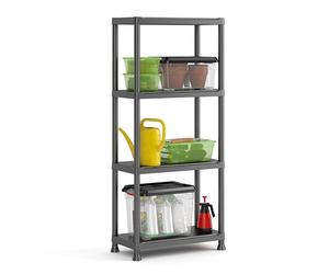 Scaffale in Resina con 4 Ripiani Shelf Plus Nero 60 x 30 x 135 cm