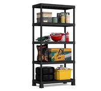 Scaffale in Resina Shelf Plus con 5 Ripiani Nero 90 x 40 x 182 cm