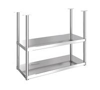 Scaffale industriale a 2 ripiani in acciaio inox per montaggio a soffitto, per cucina, bar e ristorante, supporto decorativo per fiori, argento (100 x 35 x 80 cm), design elegante e salvaspazio