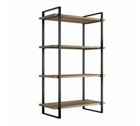 Scaffale Lader con Struttura e Ripiani H1150 Verniciato Nero Acciaio e Legno Emuca