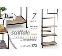 SCAFFALE LIBRERIA 7 RIPIANI LEGNO NOCE SALOTTO INGRESSO MODERNO 1727030 cm
