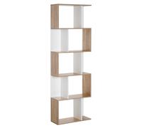 Scaffale Libreria A 5 Ripiani Suddivisi, Libreria Salvaspazio A Forma Di S In Legno, Scaffale Divisorio Per Soggiorno, Camera Da Letto E Ufficio, 60x