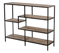 Scaffale Libreria Asimmetrica Stile Industriale in Legno e Metallo