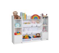 Scaffale Libreria Cameretta Bambini 8 Scatole Portagiochi Giocattoli 94x139x30cm
