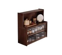Scaffale Libreria da scrivania in legno con ante scorrevoli push-pull in vetro temperato, piccola libreria regolabile, organizer da scrivania indipendente for casa ufficio Libreria(Black walnut)