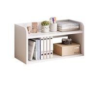 Scaffale Libreria da tavolo bianca a doppio livello, ripiani portaoggetti in pannelli di densità, for lo studio dell'home office e l'organizzatore dell'esposizione della cucina Libreria(L50xW20xH39 cm