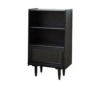 Scaffale Libreria da Terra Nera a 3 Livelli, con Piedini Ripiano in Legno, con Ante in Vetro con Coperchio Ribaltabile, for Libri da Ufficio Forniture for Lo Studio Espositore for Organizzatore Librer