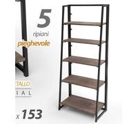 SCAFFALE LIBRERIA ENTRATINA 5 RIPIANI LEGNO METALLO PIEGHEVOLE INDUSTR 1156432