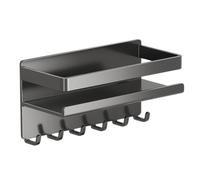 Scaffale magnetico - Organizzatore per bancone da cucina 25 x 13 x 9 cm, supporto magnetico a parete senza trapano con 6 ganci, per condimenti, condimenti, dispensa, garage, lavanderia, dormitorio
