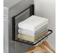 Scaffale magnetico per lavatrici, porta asciugamani magnetico, per asciugatrice, 40,5 x 25 cm, organizer per lavatrice, per grucce, asciugamani, biancheria sporca (nero)