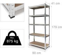Scaffale Mensola Scaffali Scaffalatura Metallo Zincato 5 Ripiani Legno Magazzino