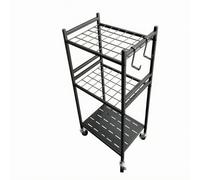 Scaffale Metallico con Ruote Ganci Laterali Carrello Portattrezzi Giardino Nero