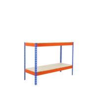 Scaffale Metallico Da Officina Senza Viti Kit Simonforte 1206-2 Chipboard 900 Blu/Arancione/Mad 2 Ripiani Simonrack