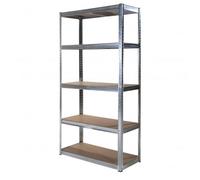 Scaffale Metallico Zincato 5 Ripiani 180x90x40 cm Portata Elevata Garage