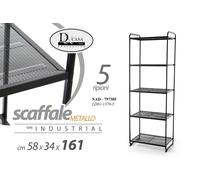 SCAFFALE METALLO 4 RIPIANI MENSOLE SALOTTO CUCINA BAGNO INGRESSO NERO 1615834