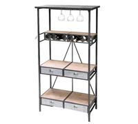 SCAFFALE METALLO CANTINETTA PORTA BOTTIGLIE E BICCHIERI MENSOLE LEGNO 1758942