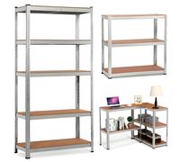 Scaffale Mikomika con 5 ripiani - Capacità di 875 kg, 183 cm di altezza, 91 cm di larghezza e 46 cm di profondità - Struttura in acciaio zincato, perfetta per cucina, ufficio, garage e altro (NAVE-001