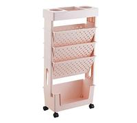 Scaffale Mobile a 5 Livelli con Ruote, Carrello Portadocumenti con rotelle, Organizer per Carta per Ufficio con rotelle, Organizer per File da scrivania, libreria con scaffale Mobile(Rosa)