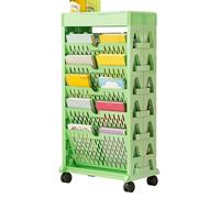 Scaffale mobile da scrivania, carrello portaoggetti per libri e mestieri, scaffale rotante multiuso, per cucina, camera da letto, bagno (verde, 74 x 37 x 19 cm)