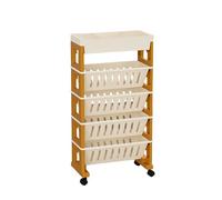 Scaffale mobile in plastica a 5 livelli con carrello portaoggetti multiuso for ufficio, dormitorio, aula, biblioteca, soggiorno, Giallo(Yellow,4 Tier)