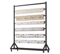 Scaffale mobile in tessuto con ruote, espositore da pavimento per tessuti e mostre, facile da spostare e organizzare