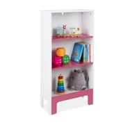 Scaffale mobile libreria 3 scomparti mdf rosa bianco libri peluche 91x48x24 cm