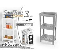 SCAFFALE MOBILE PORTAOGGETTI 3 RIPIANI CUCINA BAGNO INGRESSO GRIGIO 703623 cm