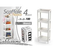 SCAFFALE MOBILE PORTAOGGETTI 4 RIPIANI CUCINA BAGNO INGRESSO BIANCO 1003623 cm