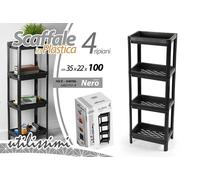 SCAFFALE MOBILE PORTAOGGETTI 4 RIPIANI CUCINA BAGNO INGRESSO NERO 1003623 cm