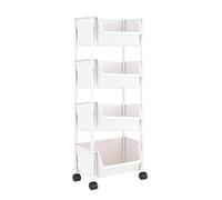Scaffale mobile sottile portatile della libreria dello scaffale stretto portatile con le rotelle di frenatura e ganci per spazi ristretti