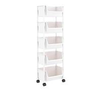 Scaffale mobile sottile portatile della libreria dello scaffale stretto portatile con le rotelle di frenatura e ganci per spazi ristretti