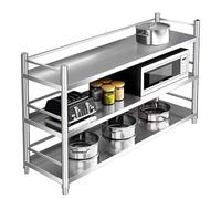 Scaffale moderno a 3 ripiani in acciaio inossidabile 304, per cucina, soggiorno, patio, supporto regolabile per microonde e esposizione piante (150 x 45 x 100 cm)