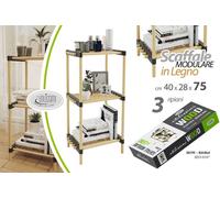 SCAFFALE MODULARE 3 RIPIANI LEGNO CUCINA BAGNO INGRESSO MODERNO 754028cm