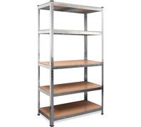 Scaffale Modulare 5 Ripiani Acciaio/MDF 180x90x40cm Carichi Pesanti Scaffalatura