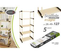SCAFFALE MODULARE 5 RIPIANI LEGNO CUCINA BAGNO INGRESSO MODERNO 1274928cm