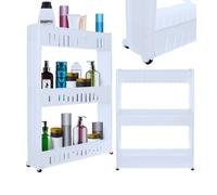 Scaffale Modulare Carrello Salvaspazio 3 Ripiani Armadietto con Ruote Cucina