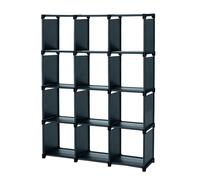 Intirilife Scaffale modulare 12 scomparti, nero – Libreria aperta